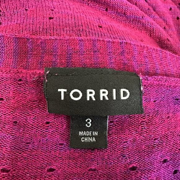 Torrid Sweater Women 3X Purple Space Dye Duster V-Neck Button Front Cardigan - Picture 11 of 15